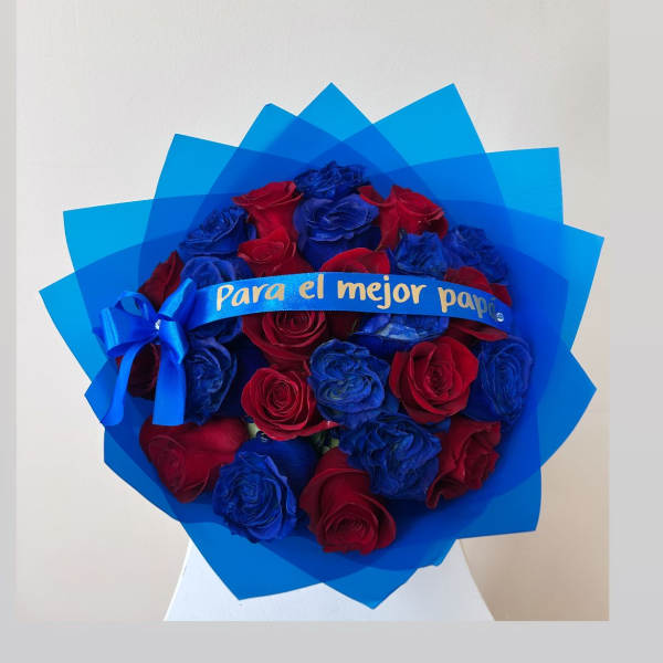 Bouquet rojo & azul