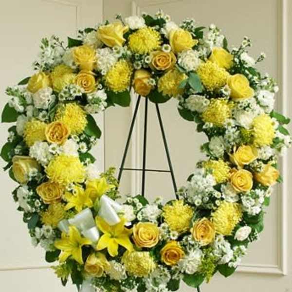 Yellow and White Wreath for Funeral Service