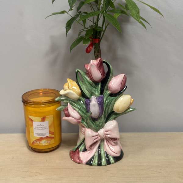 Ceramic Tulip Tree & Candle
