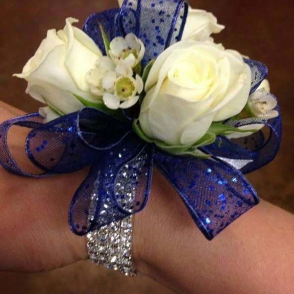 Navy and Rhinestone Corsage