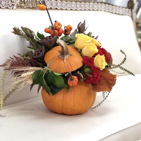 Sarah - Pumpkins, Roses, Leaves, Pampas and Dried Flowers