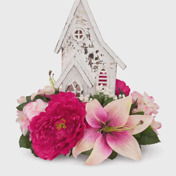 Silk Wooden Church Arrangement
