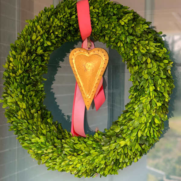 Heart of Gold Preserved Boxwood Wreath