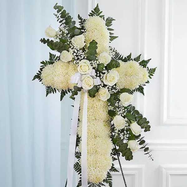 Peace & Prayers-White Standing Cross