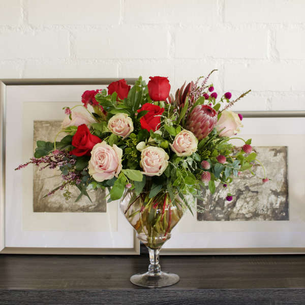 Roses in Pedestal Vase