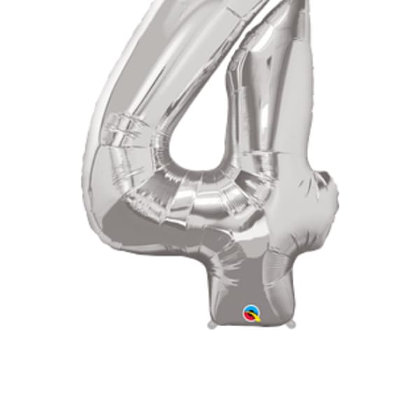 Silver Number 4 Balloon 34''