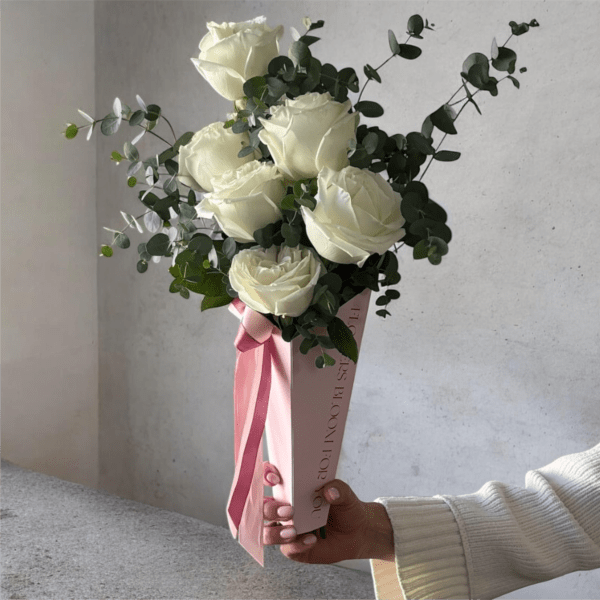 White Roses Flower Cone