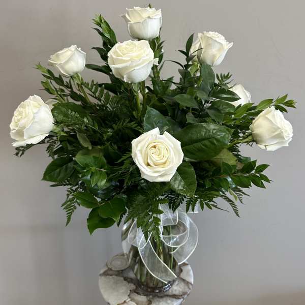 Dozen Long Stem White Roses