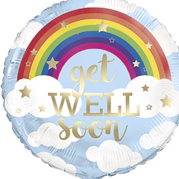 Rainbow Get Well Soon Mylar Balloon