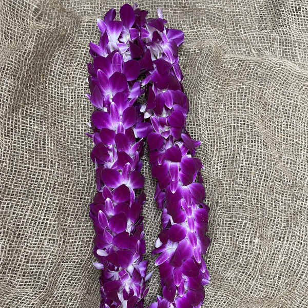 Double Purple Dendrobium Orchid Lei