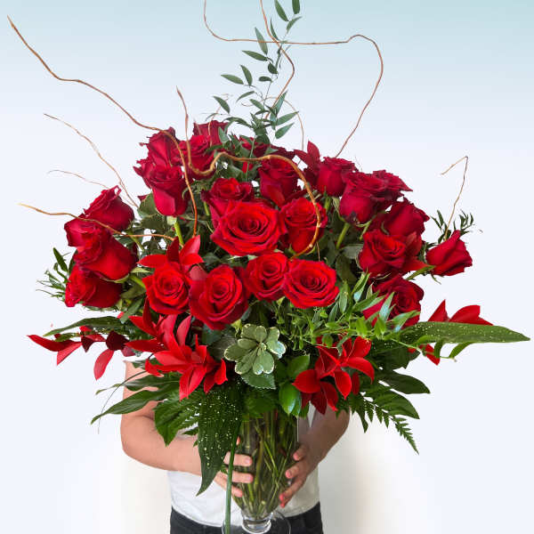 Classic 3 Dozen Long-Stem Roses | Single Color: Red, Pink, Lavender, Magenta, Yellow, Mondial White