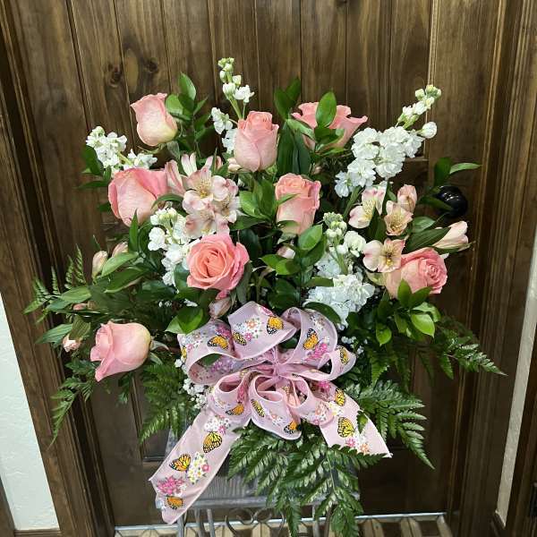 Pink Floral Sympathy Basket