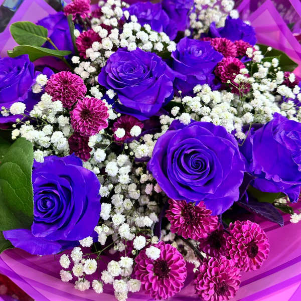 Jumbo (10Rose) Purple Lovers Bouquet (MIX ROSES AND FLOWERS)
