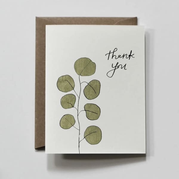 Simple Green | Blank Thank You Grateful Greeting Card