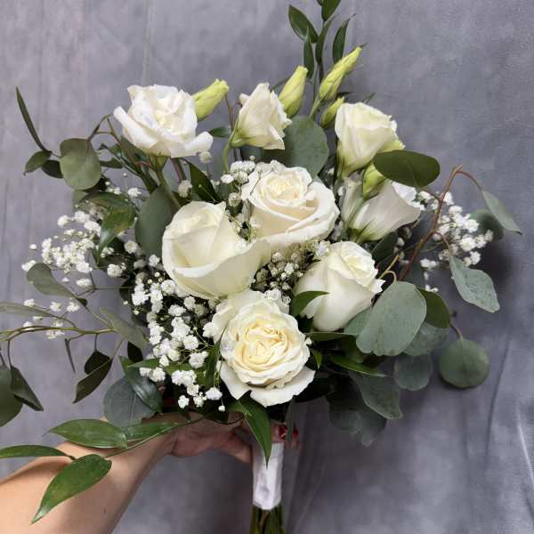 White roses prom bouquet