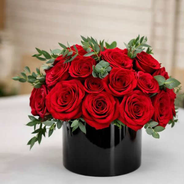 Luxury Red Rose Box Arrangement | Premium Roses in Black Box