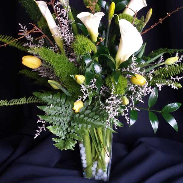 Winter fern and bulb arrangement