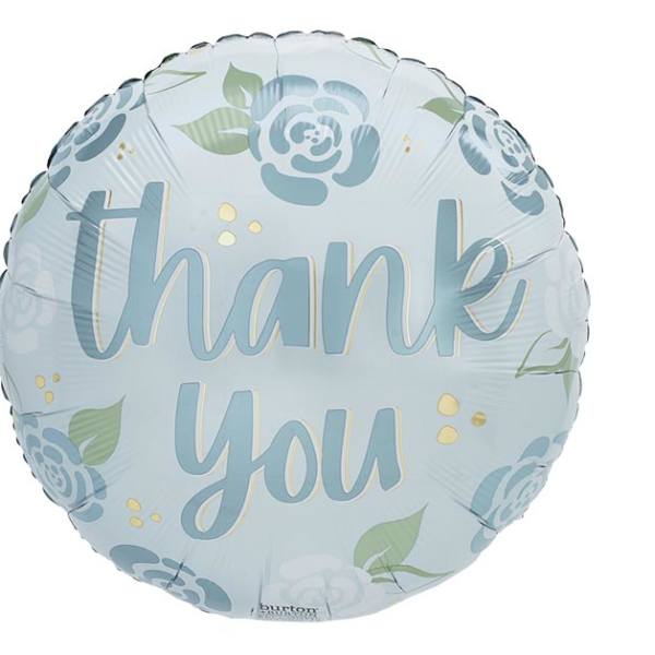 17" Thank You Grey Flowers Mylar