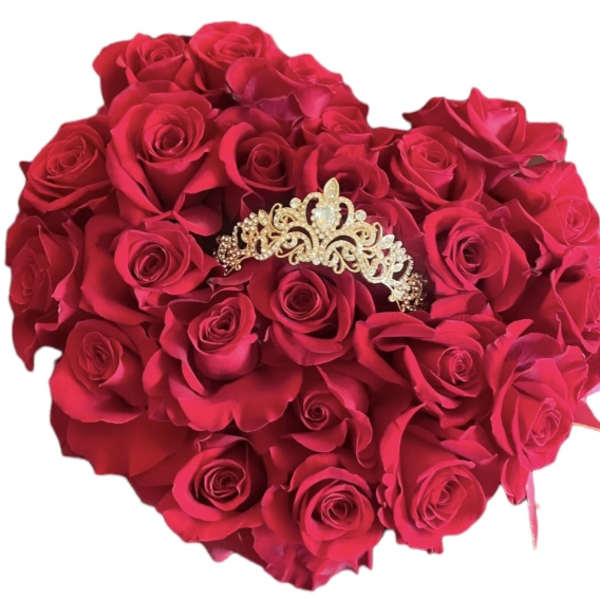 Black heart shaped box with roses