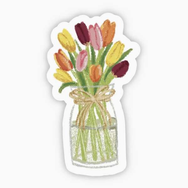 Mason Jar of Tulips Sticker