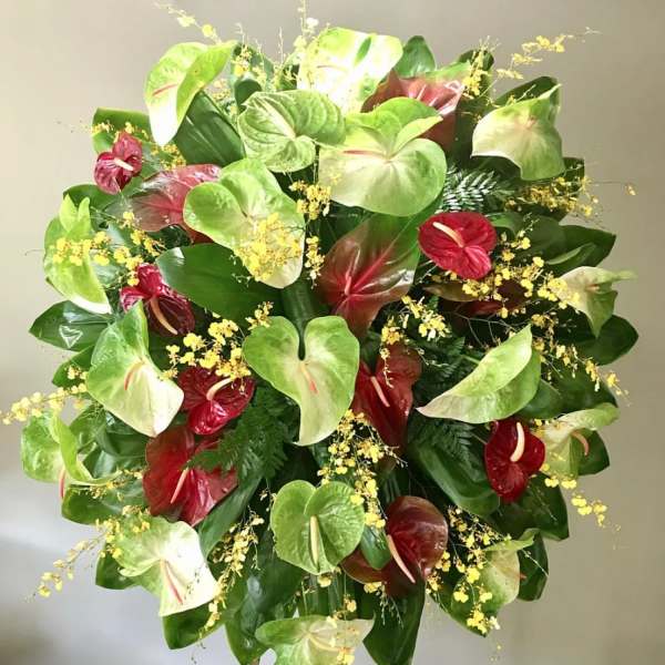 #81 OBAKE RAINBOW & PELE ANTURIUM WREATH