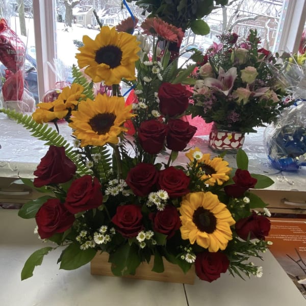 Sunflowers and Roses Arrangement