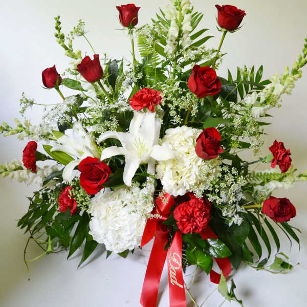 Red and White Table Arrangement