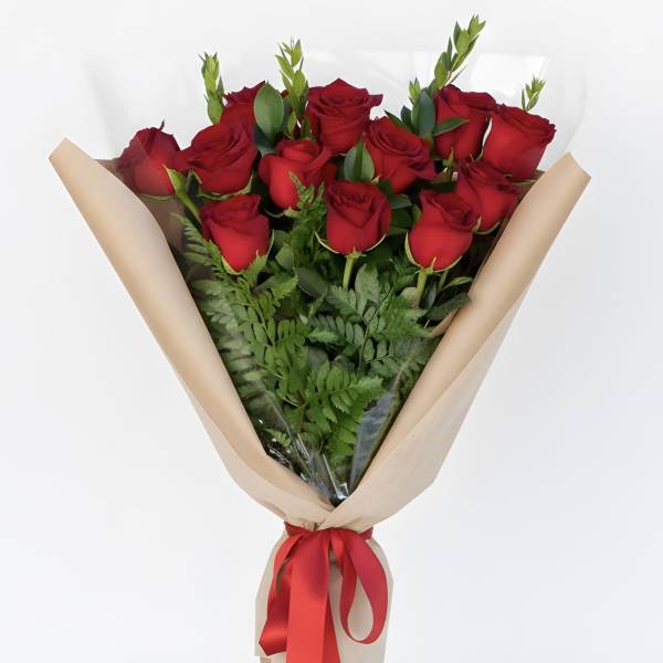 Wrapped Dozen Roses