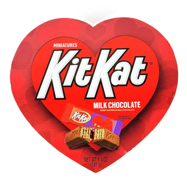 Heart-shaped KitKat chocolate box with red packaging