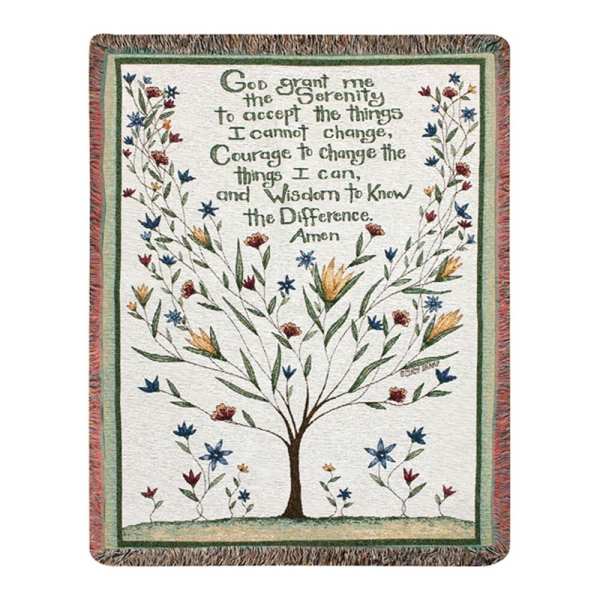 Serenity Prayer Blooming Tree Tapestry Throw