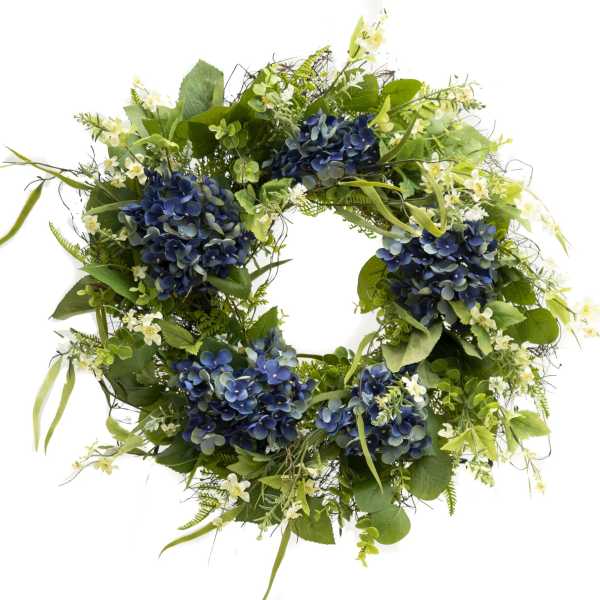Blue and Cream Artificial Wreath