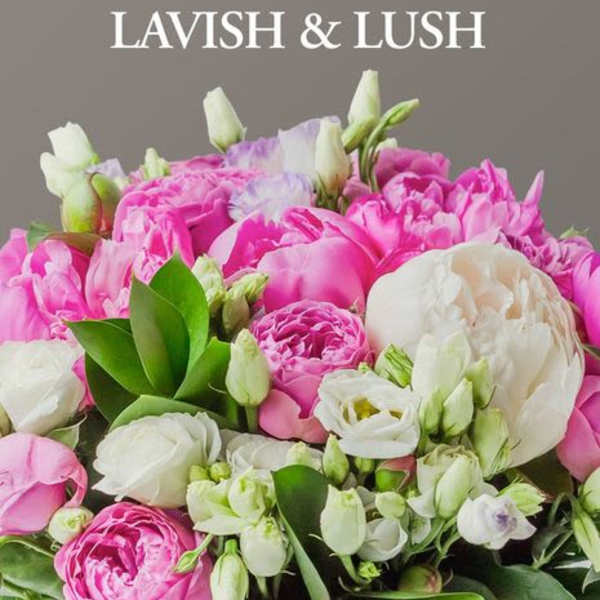 Pink and white bouquet with peonies and lisianthus