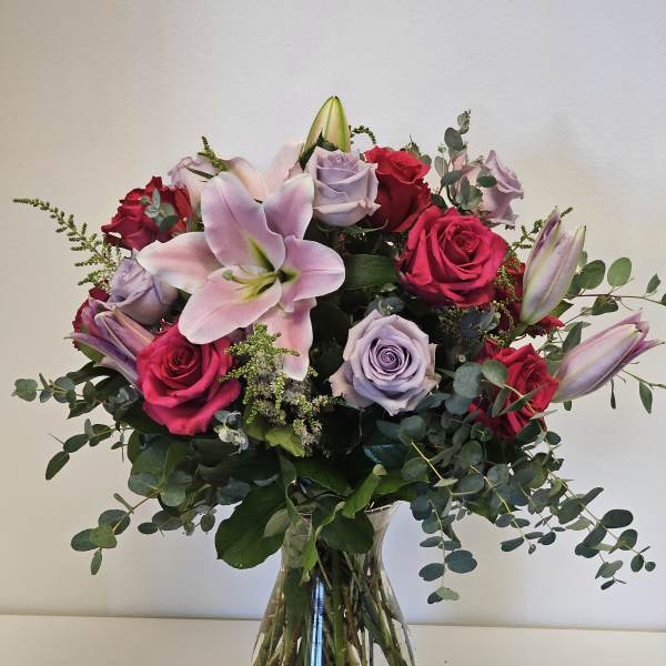Beautiful flower arrangement purple and pink