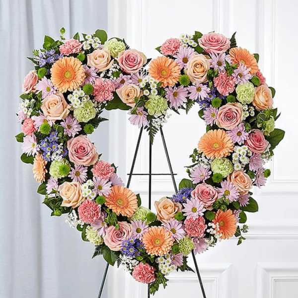 Always Remember Floral Heart Tribute- Pastel