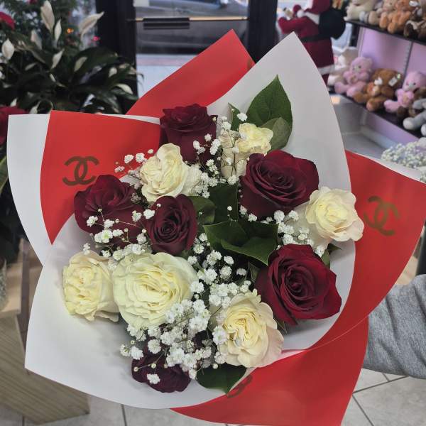 red and white bouquet
