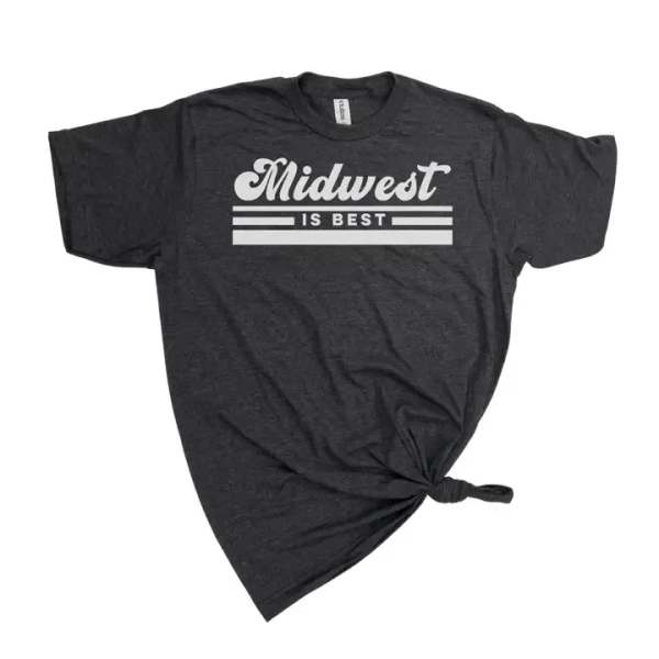 Black T-shirt with white "Midwest is Best" text