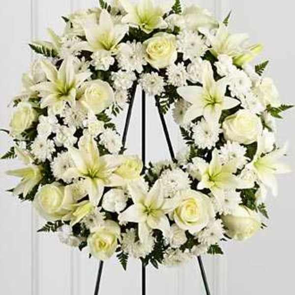 White Funeral Wreath F3