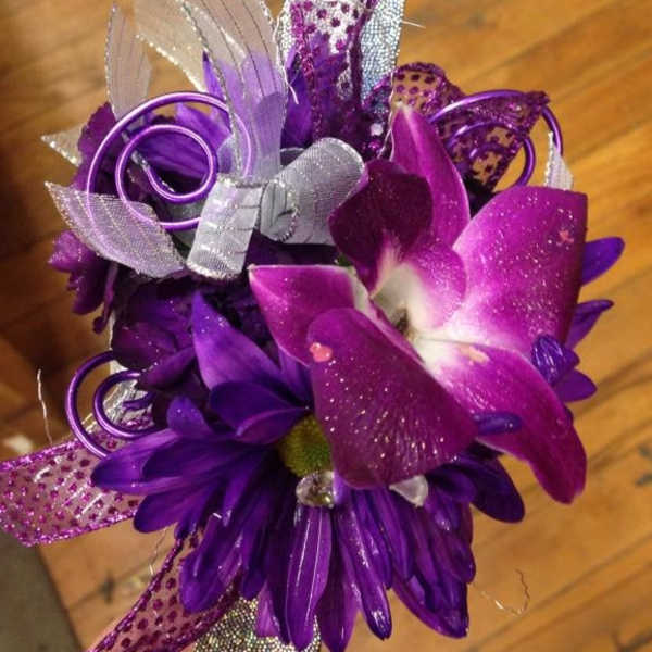 Purple Orchid and Daisy Wrist Corsage