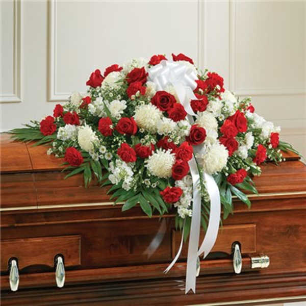 Red & White Mixed Half Casket Cover