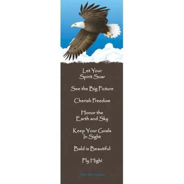 Tall bookmark with a flying eagle over clouds and inspirational “Advice from an Eagle” text.