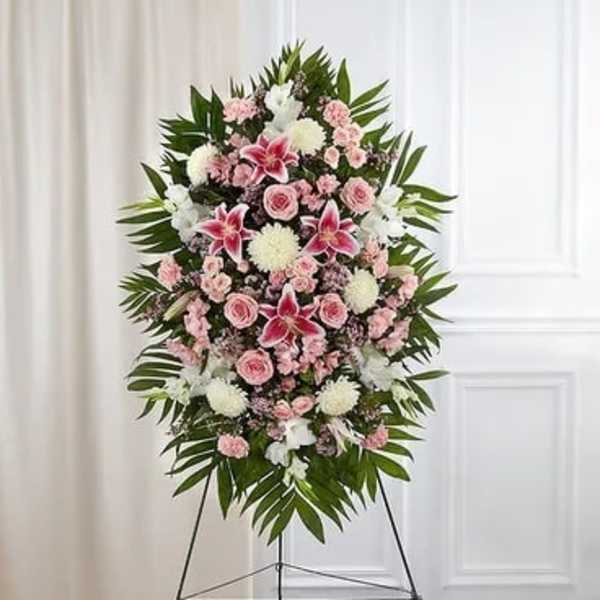 Pink & White Sympathy Standing Spray