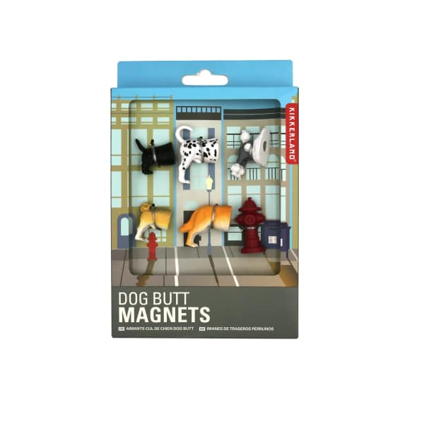 Packaged dog butt magnets with assorted dog rear figures