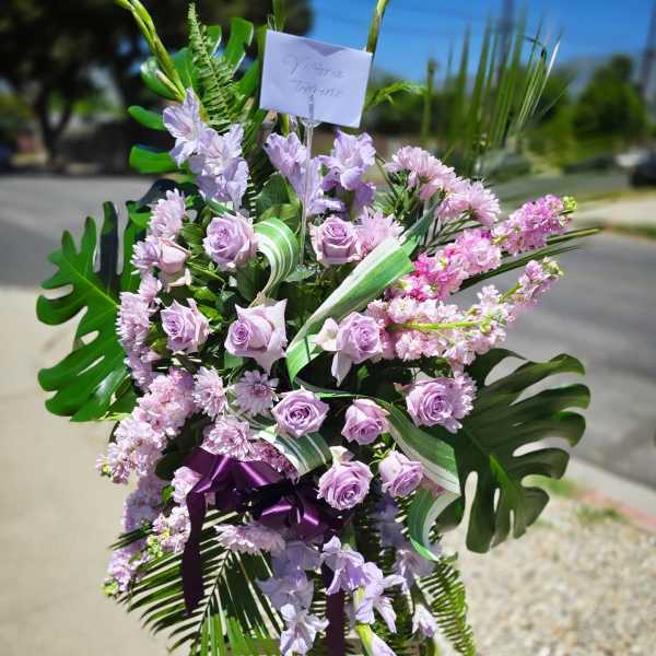 Lavender Expressions standing funeral spray
