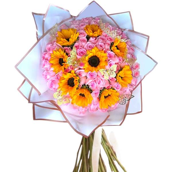 Fit For a Queen Pink Roses and Sunnies Ramo Buchon