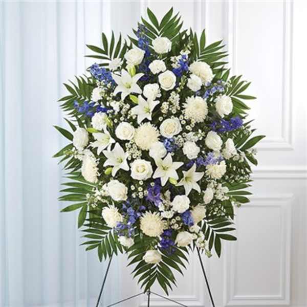 Blue & White Sympathy Standing Spray