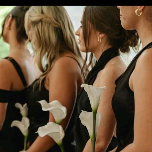 Calla Lilies Bridesmaid Bouquet - White | STANDARD: Silk Faux Flowers | DELUXE: Fresh Flowers