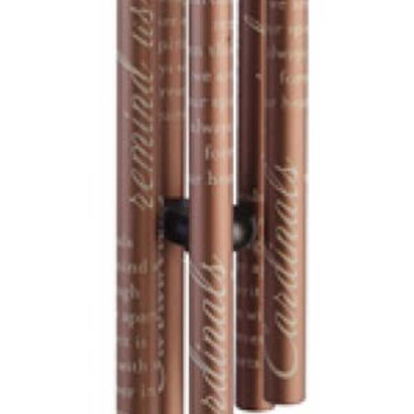 Decorative hanging wind chime with copper tubes and a carved bird medallion