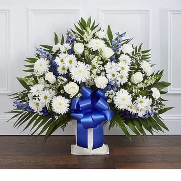 Heartfelt Tribute Floor Basket Blue & White