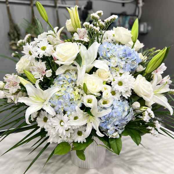 Heartfelt Blue Floor Basket