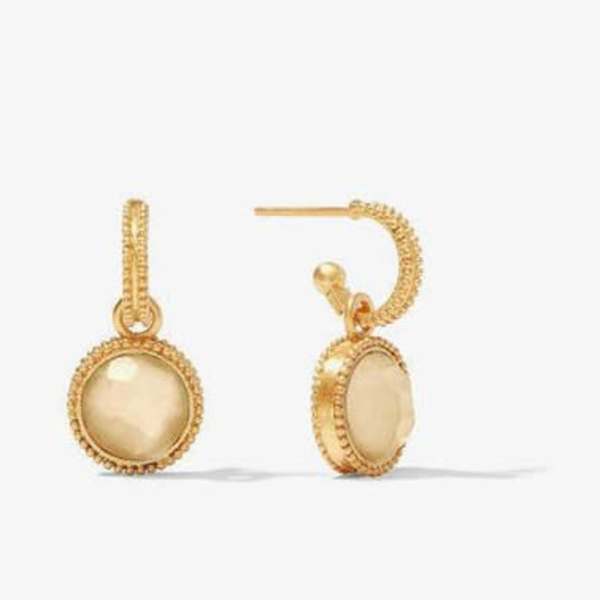 Fleur-de-Lis Hoop and Charm Earring - Iridescent Champagne